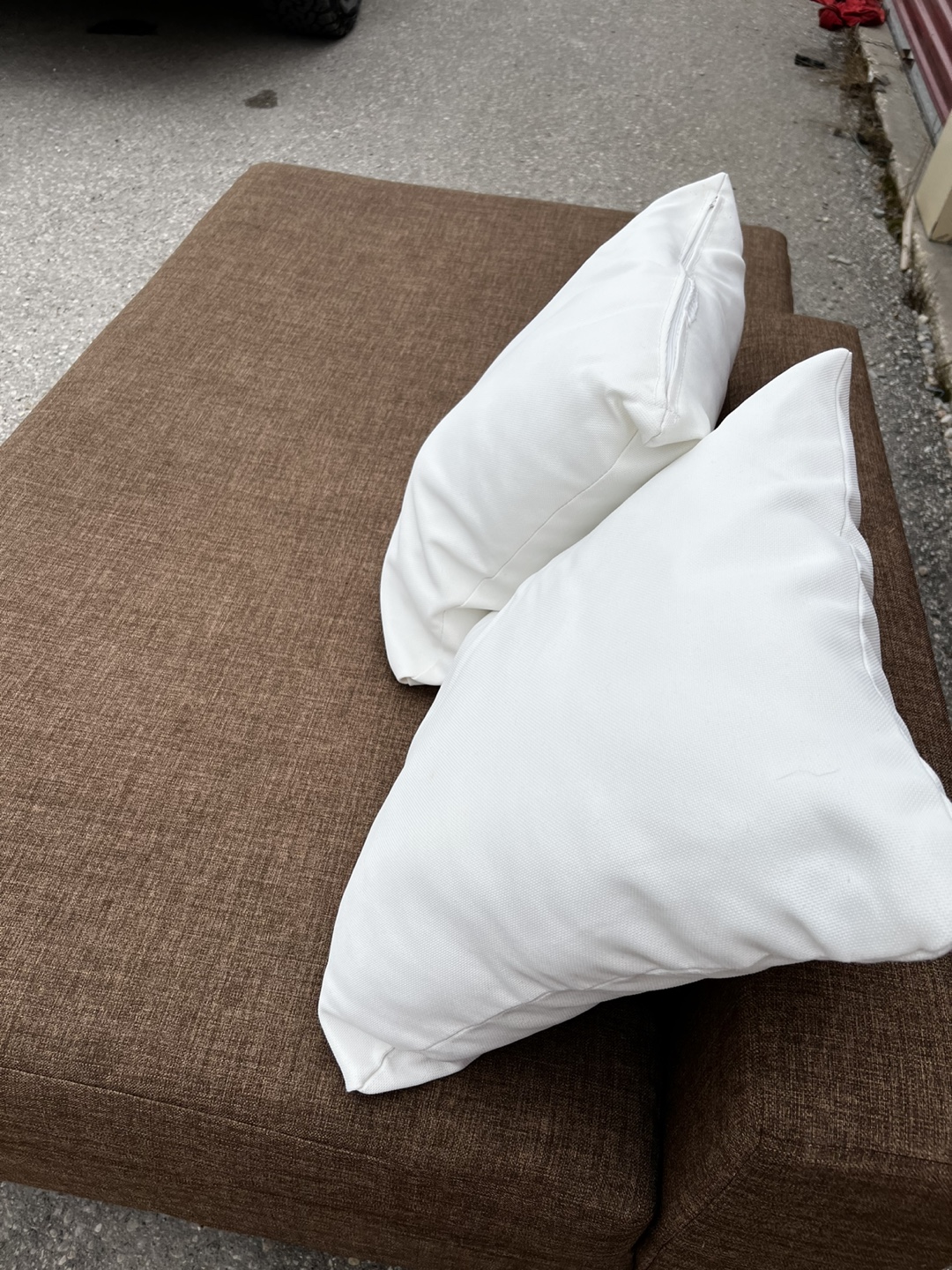 Brown Fabric Couch (Chaise) w/ Throw Pillows - photo 3