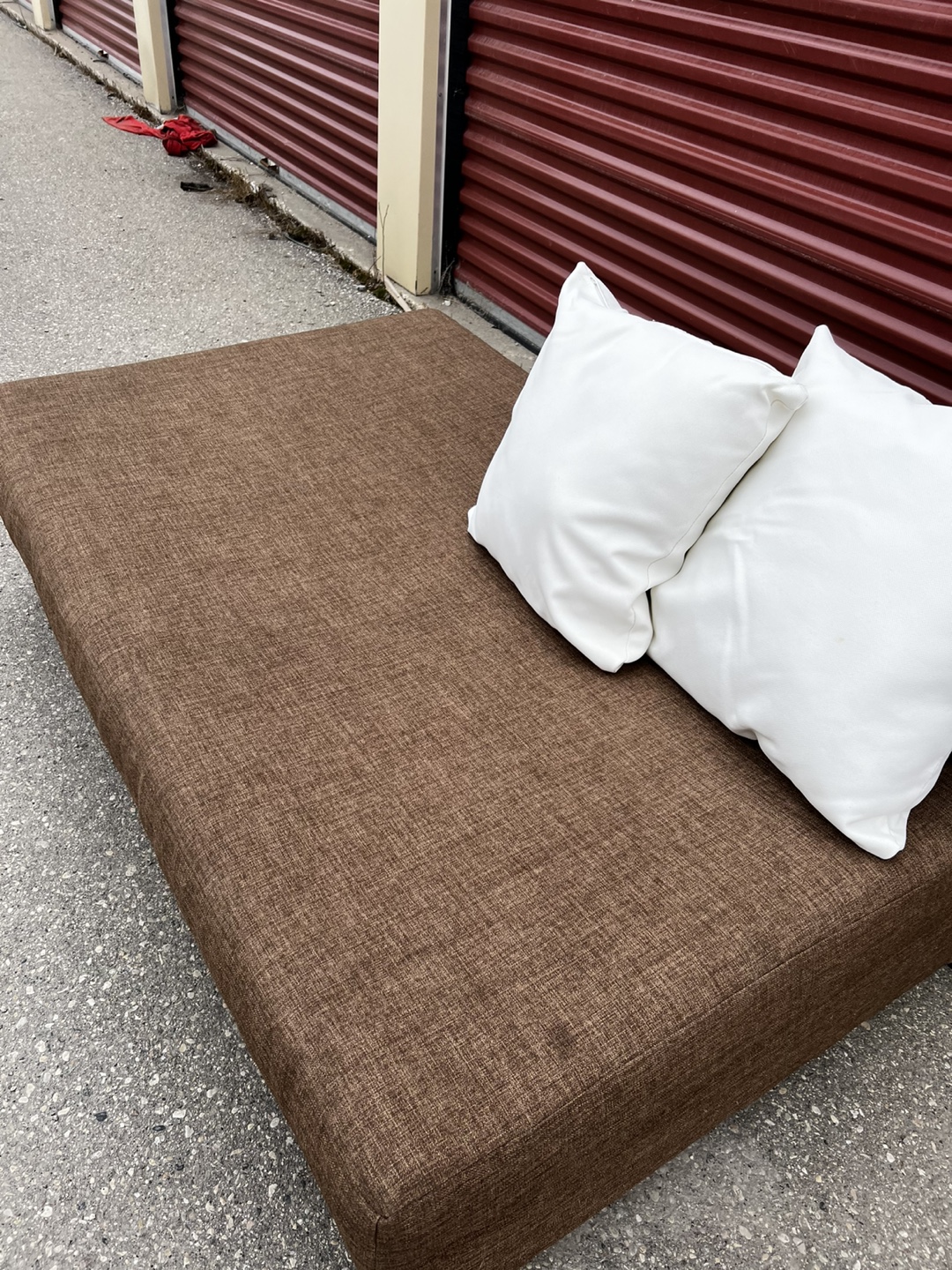 Brown Fabric Couch (Chaise) w/ Throw Pillows - photo 2