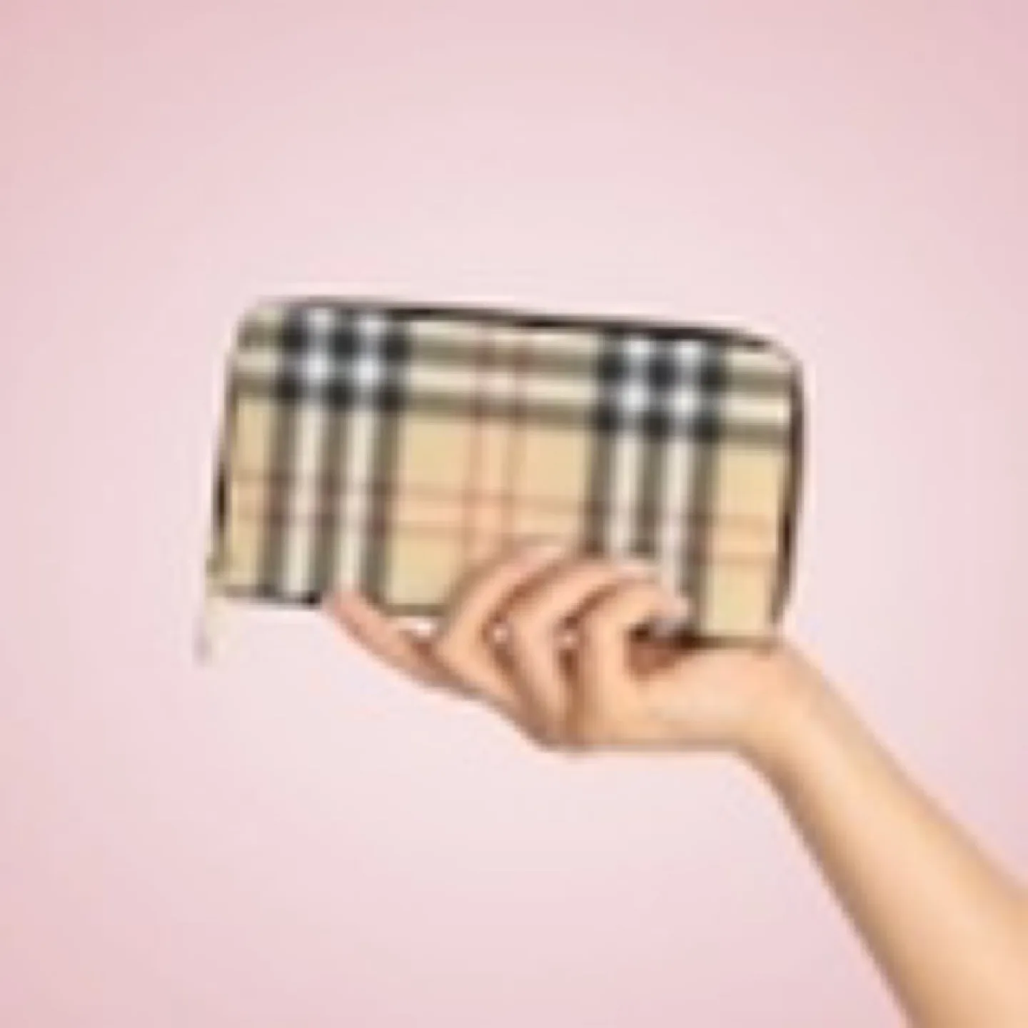 Beige and Black Plaid Zip Around Wallet image indicator(3)