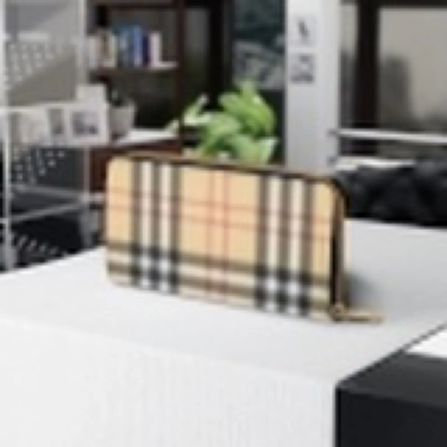 Beige and Black Plaid Zip Around Wallet image indicator(4)