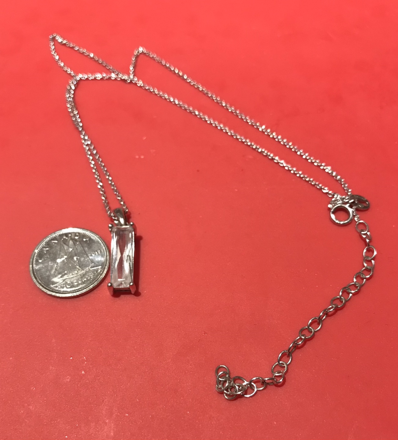 Sterling Silver baguette CZ pendant necklace