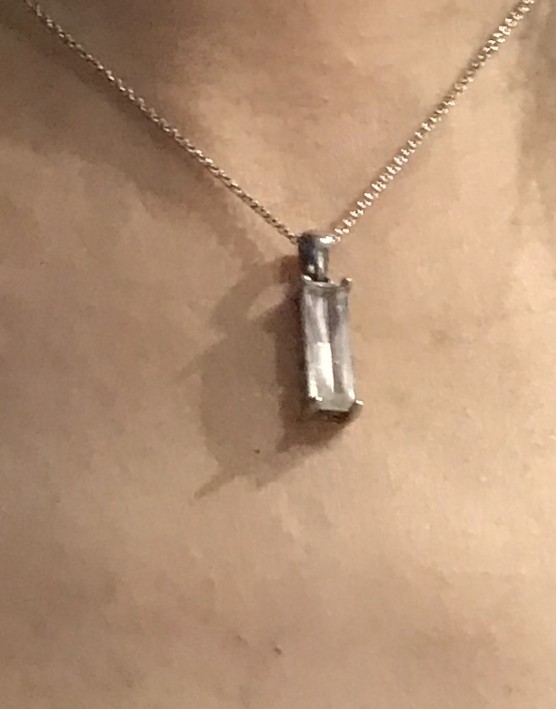 Sterling Silver baguette CZ pendant necklace - photo 2