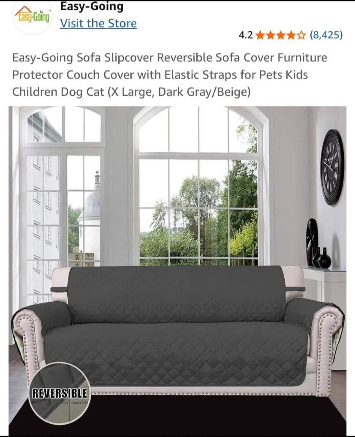 New Sofa Cover X-Large Dark Gray/Beige thumbnail