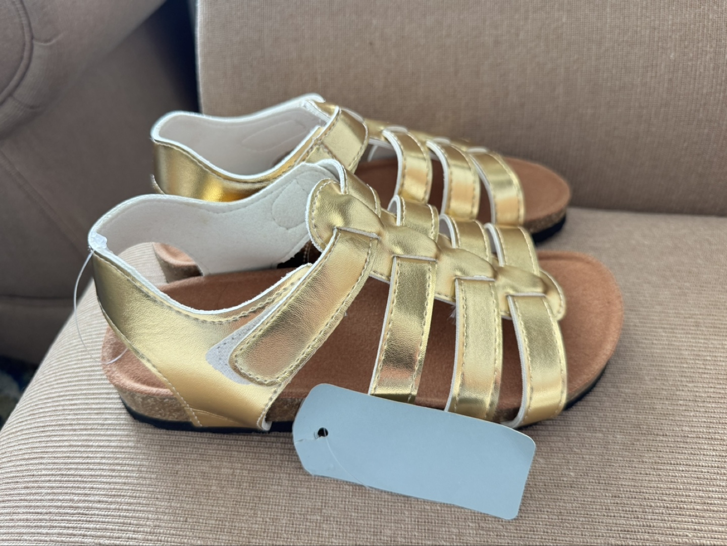 Girls' Gold Cork Sandals - Size 5