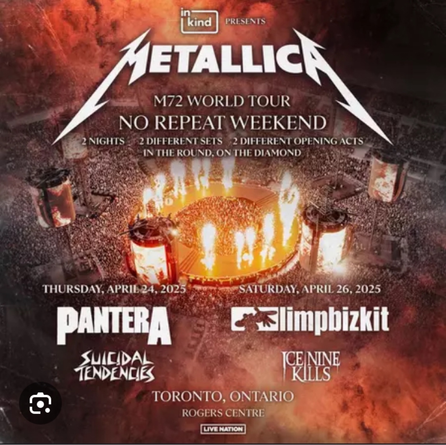 Metallica M72 World Tour No Repeat Weekend Toronto Poster