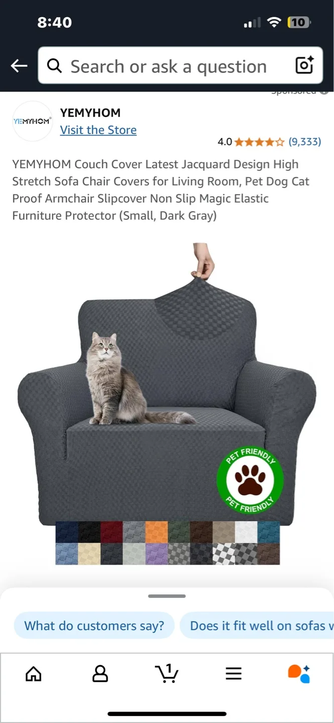 Chair Slipcover - Dark Grey Jacquard Yemihome thumbnail