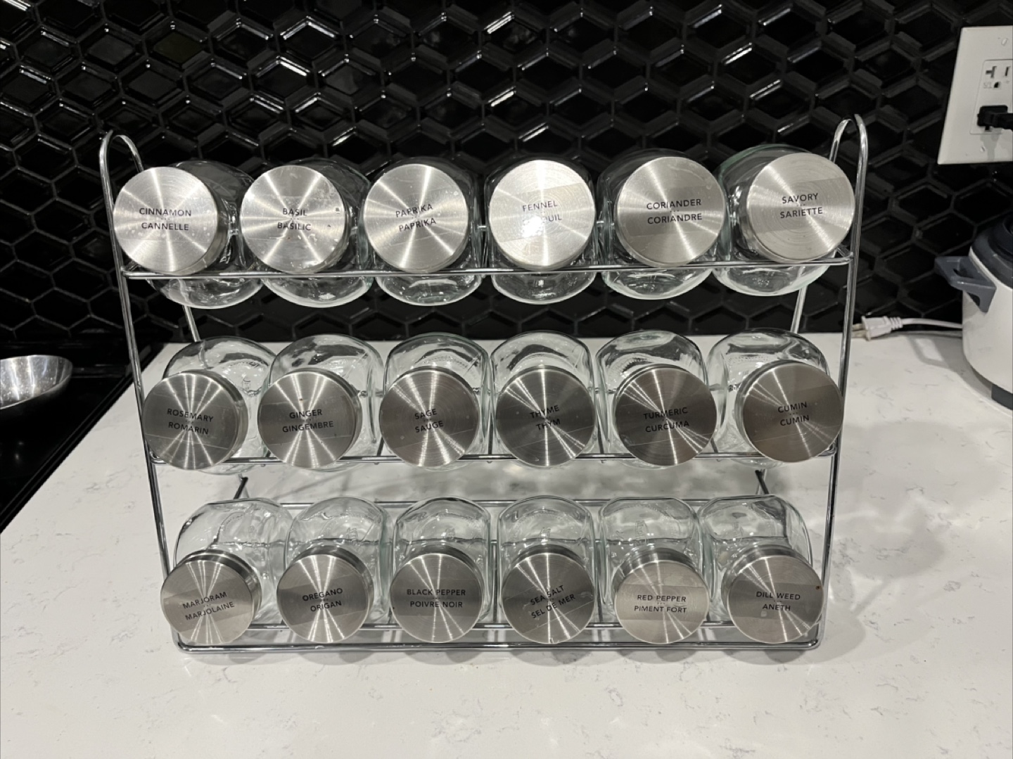 18-Jar Spice Rack Organizer with Metal Stand