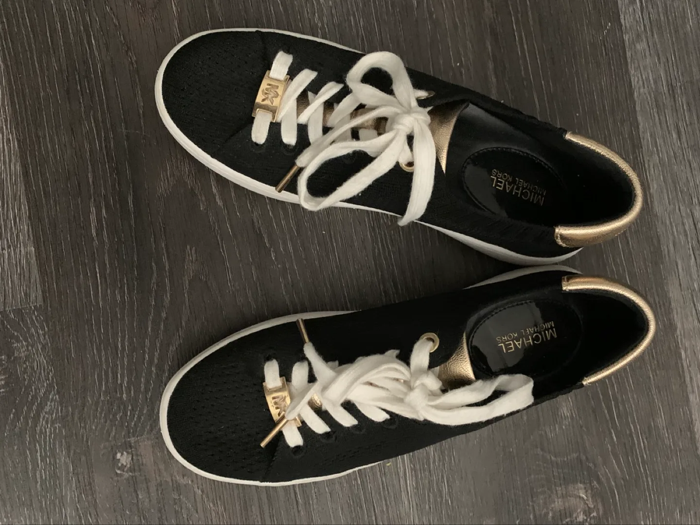 Michael Kors Black and Gold Sneakers - Size 5.5 image indicator(5)