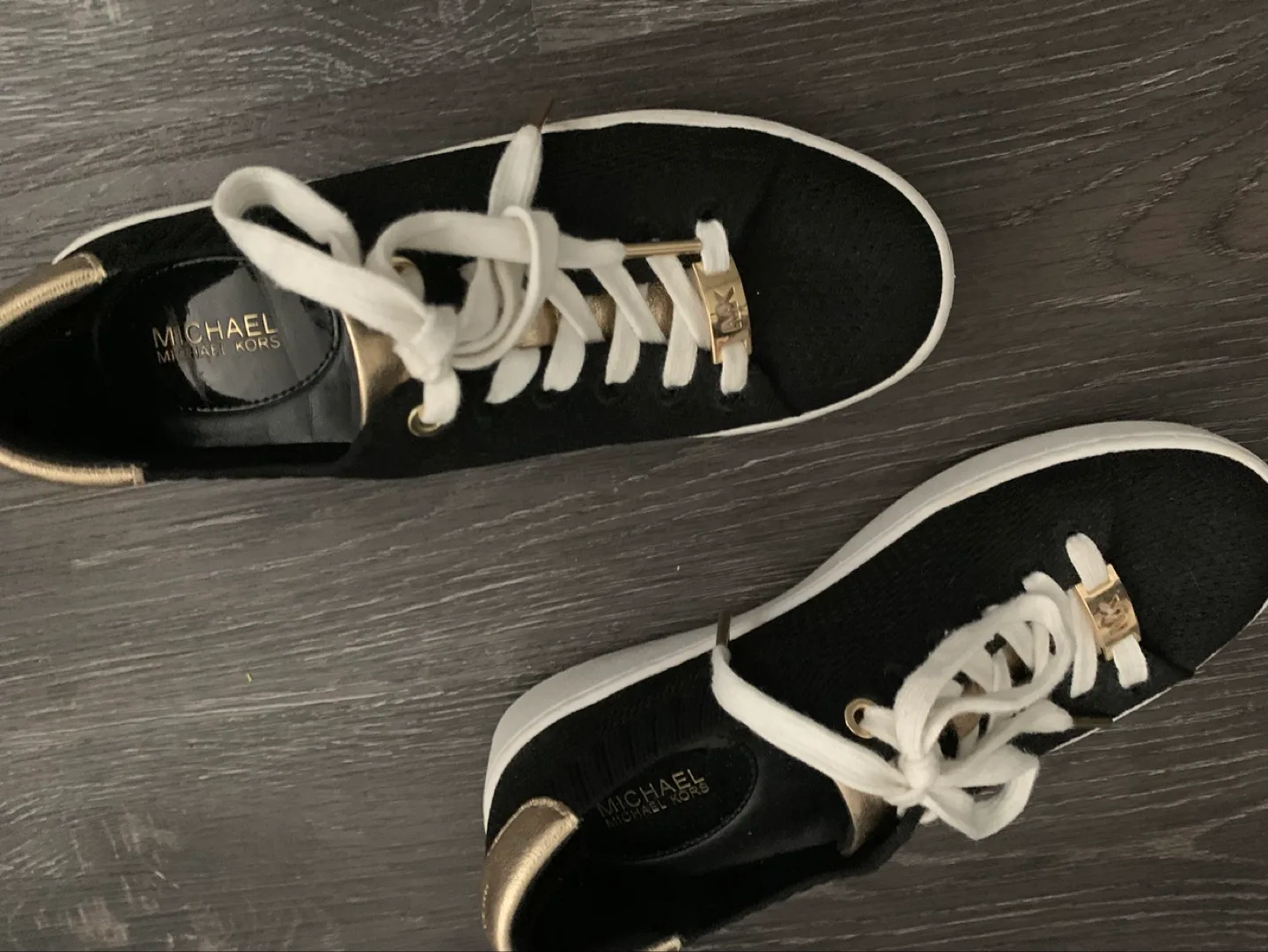 Michael Kors Black and Gold Sneakers - Size 5.5 image indicator(3)