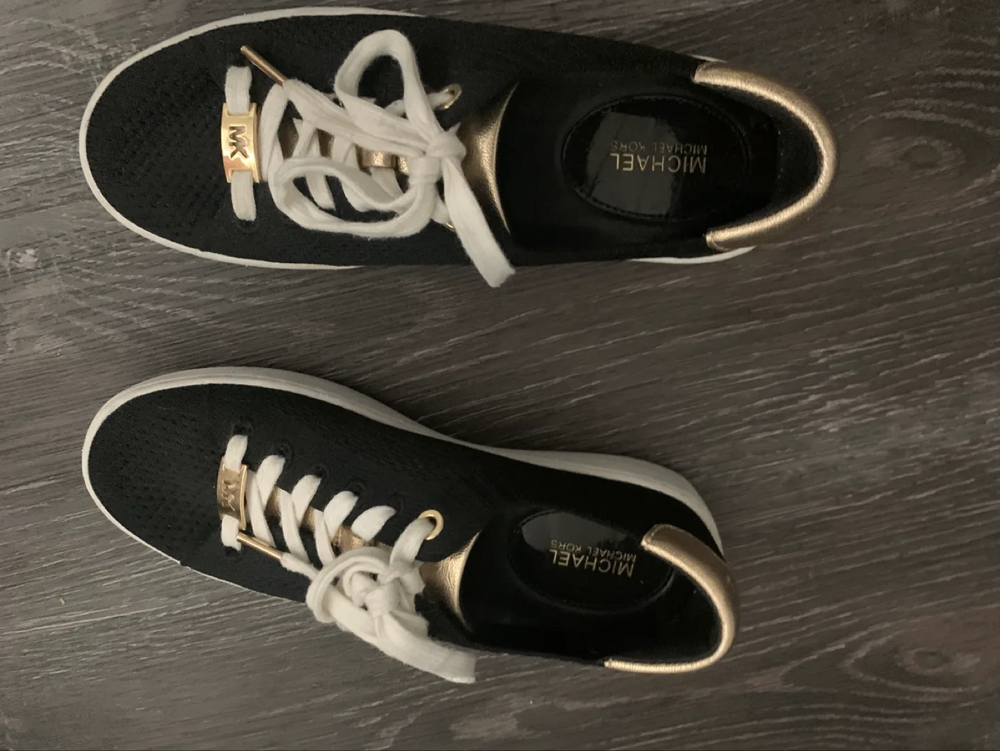 Michael Kors Black and Gold Sneakers - Size 5.5 image indicator(2)