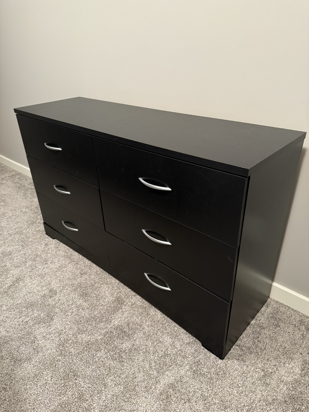 Black six-drawer dresser