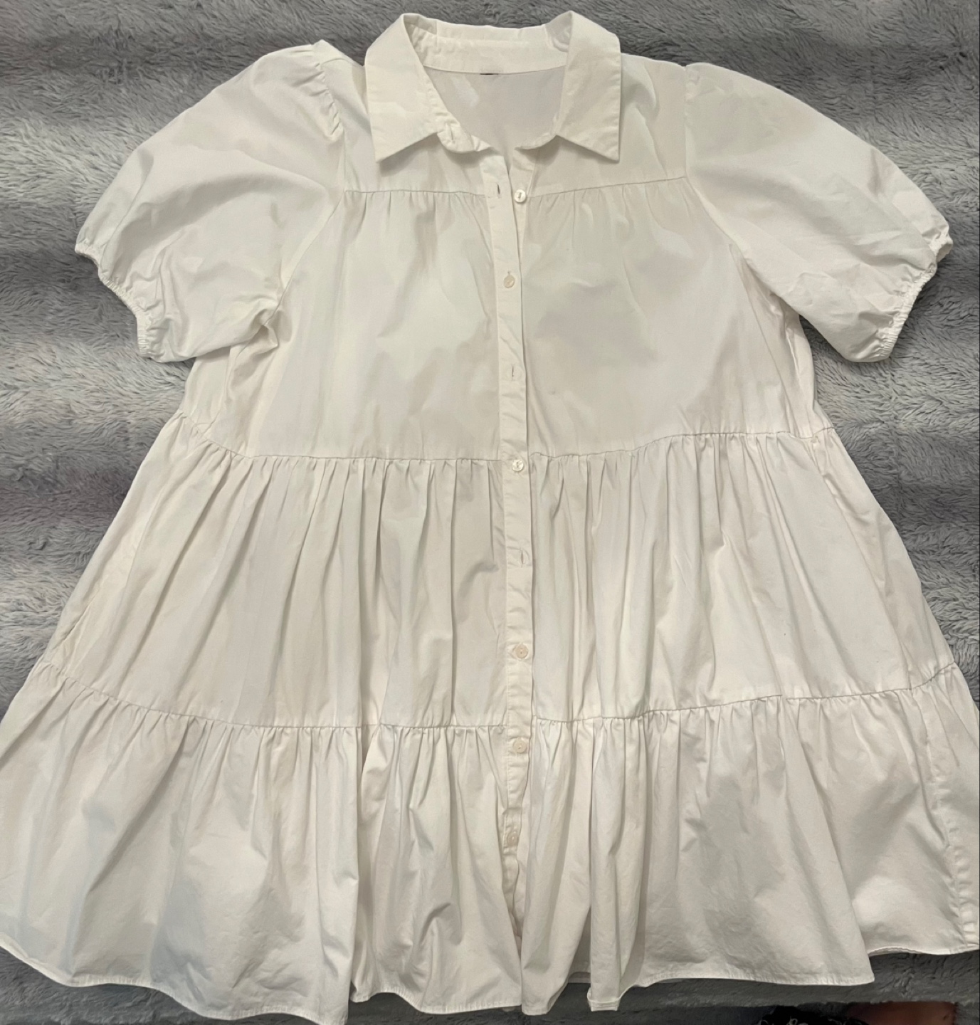Zara White Tiered Button-Up babydoll Dress - photo 2