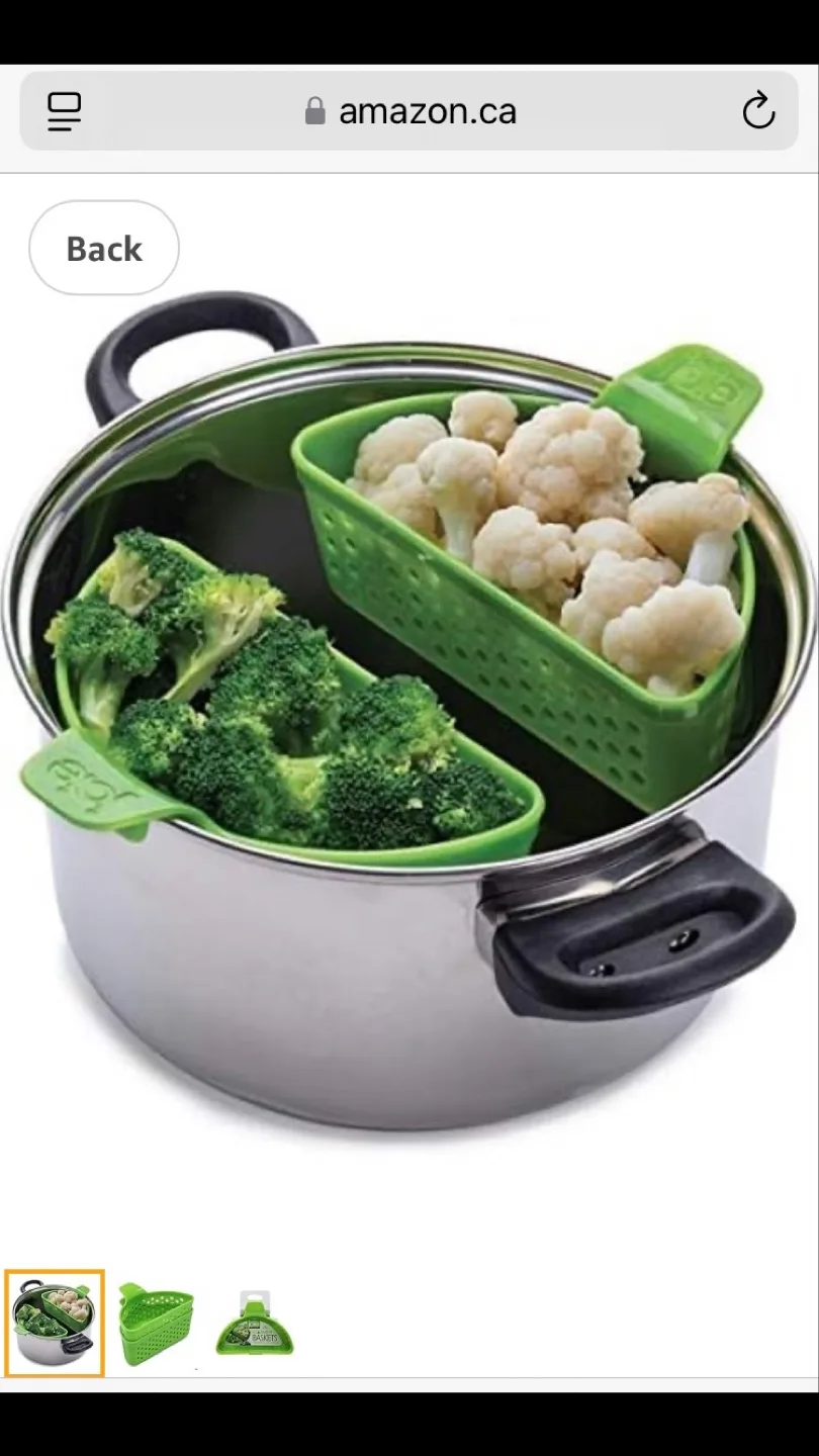 Pair of 2 Joie Half-Moon Steamer Baskets 💚🥘🥟🍲🥦🥕🥬🫜 image indicator(9)