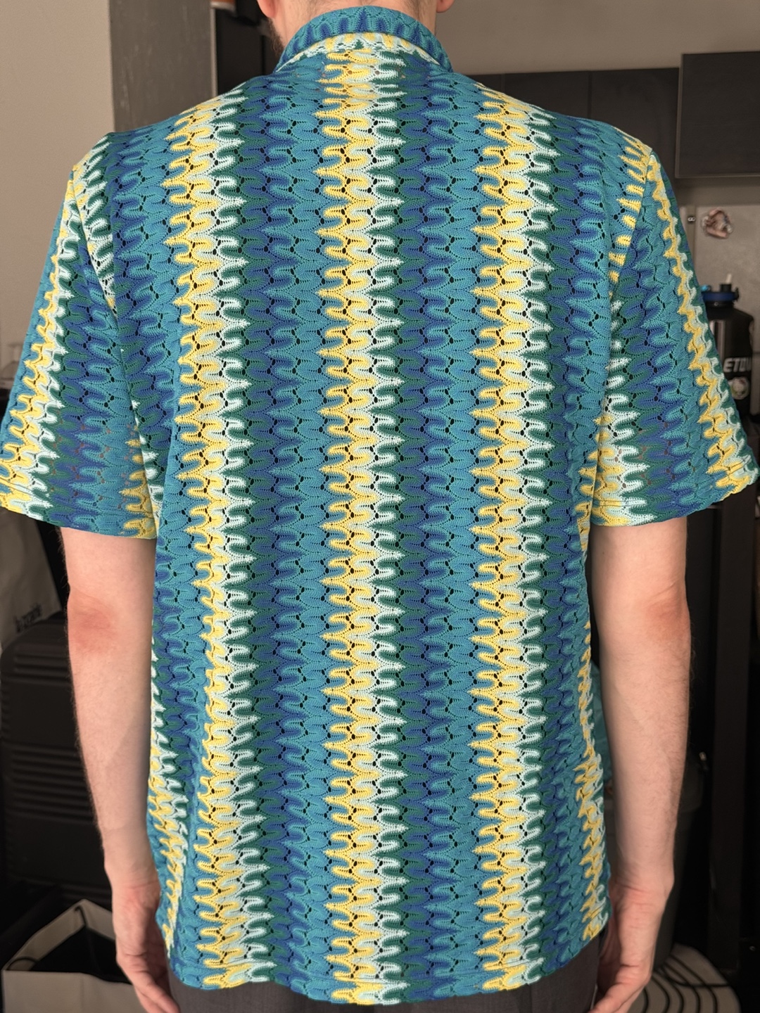 Zara Men's Size Large Knitted Short Sleeve Button-Up Shirt - photo 2