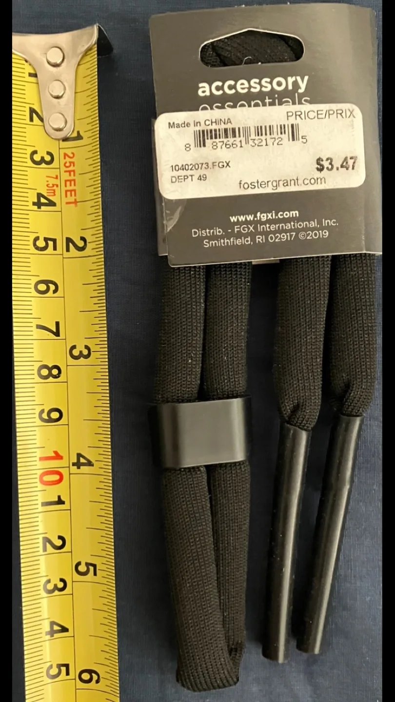 Foster Grant Black Eyeglass/Sunglass Retainer Cord 👓 🕶️🚲🏍️🚴🏃‍♀️ image indicator(2)