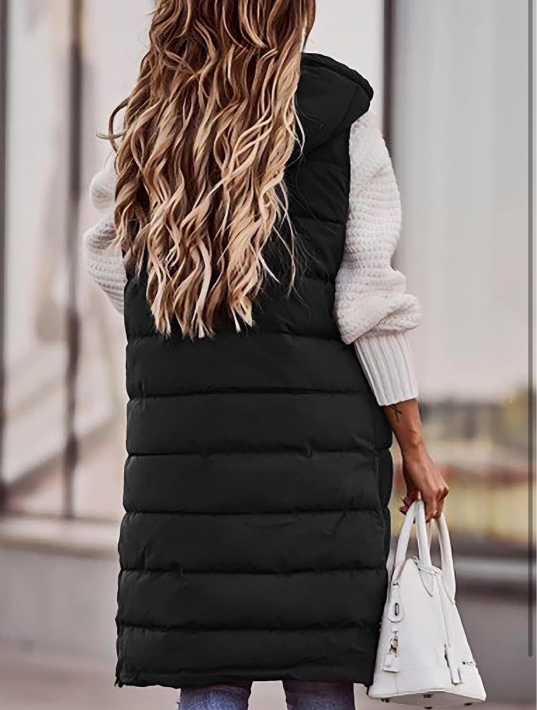 NEW! Flovey Long Black Puffer Quilted Vest w Pockets - photo 3