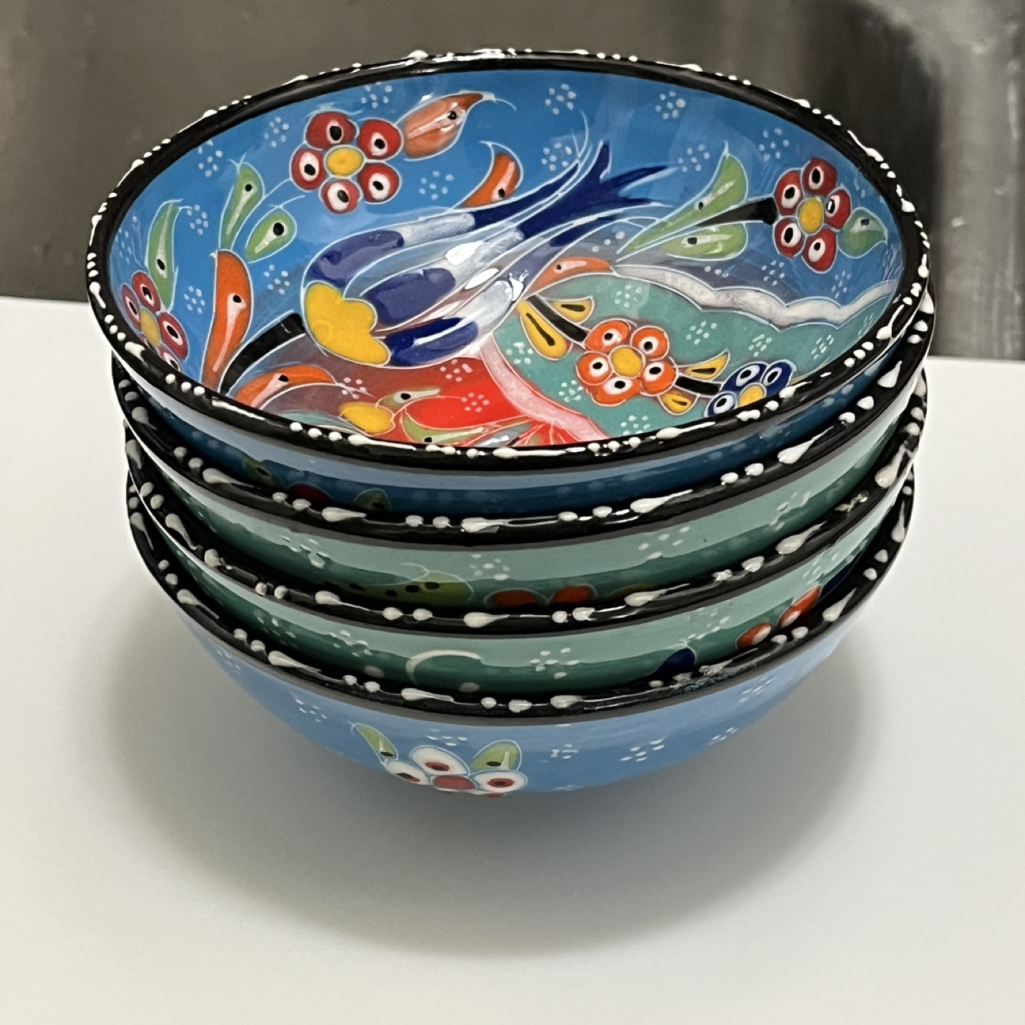 4 Turkish Handmade Ceramic Bowls
