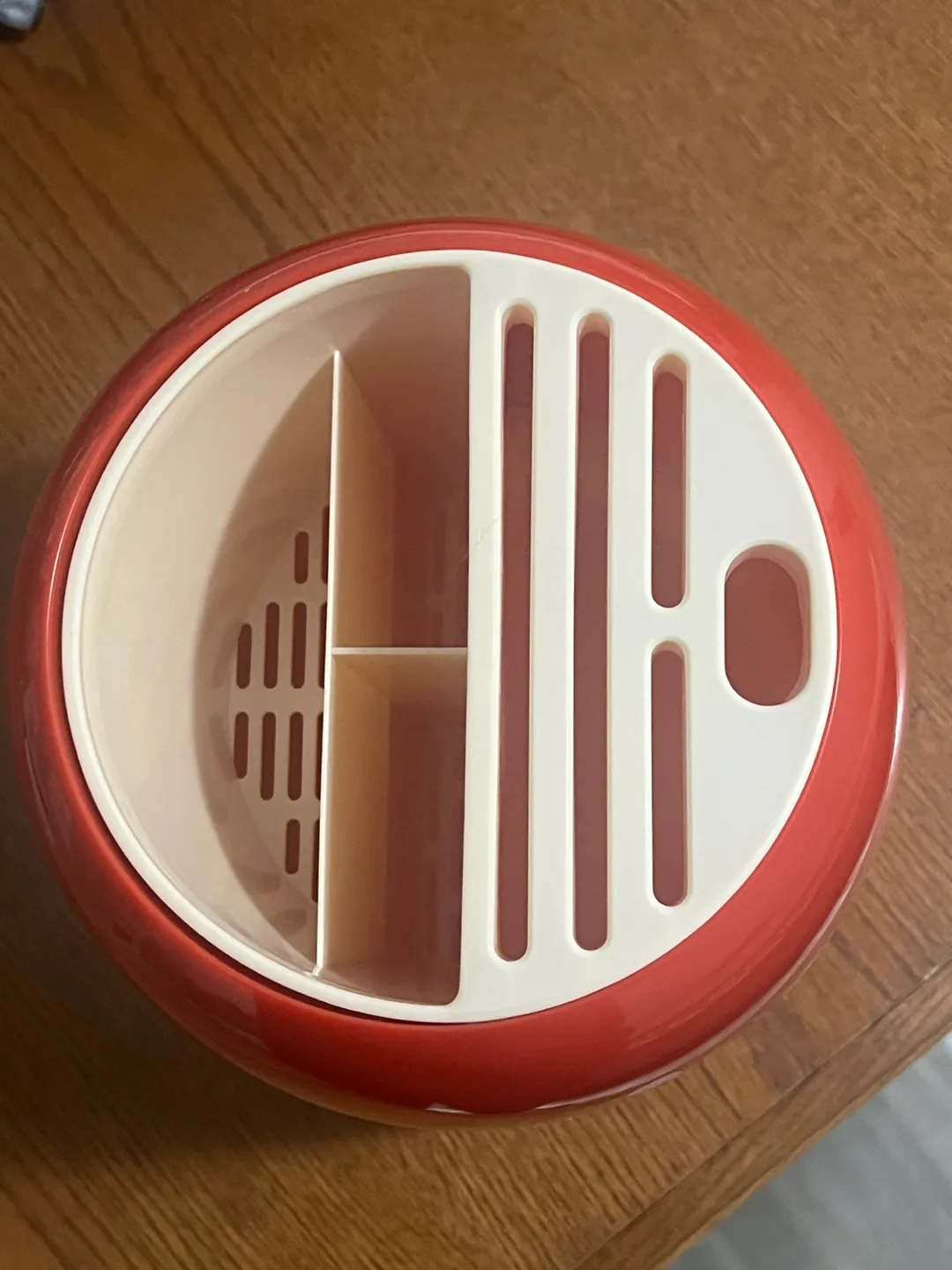 Vintage Red and White Floral Utensil Holder 💚 image indicator(2)