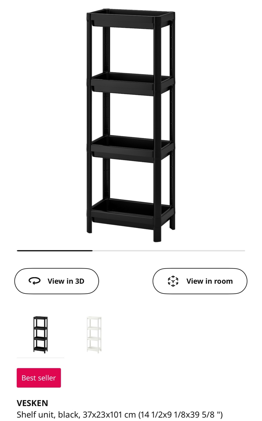 IKEA VESKEN Shelf Unit - Black & White
