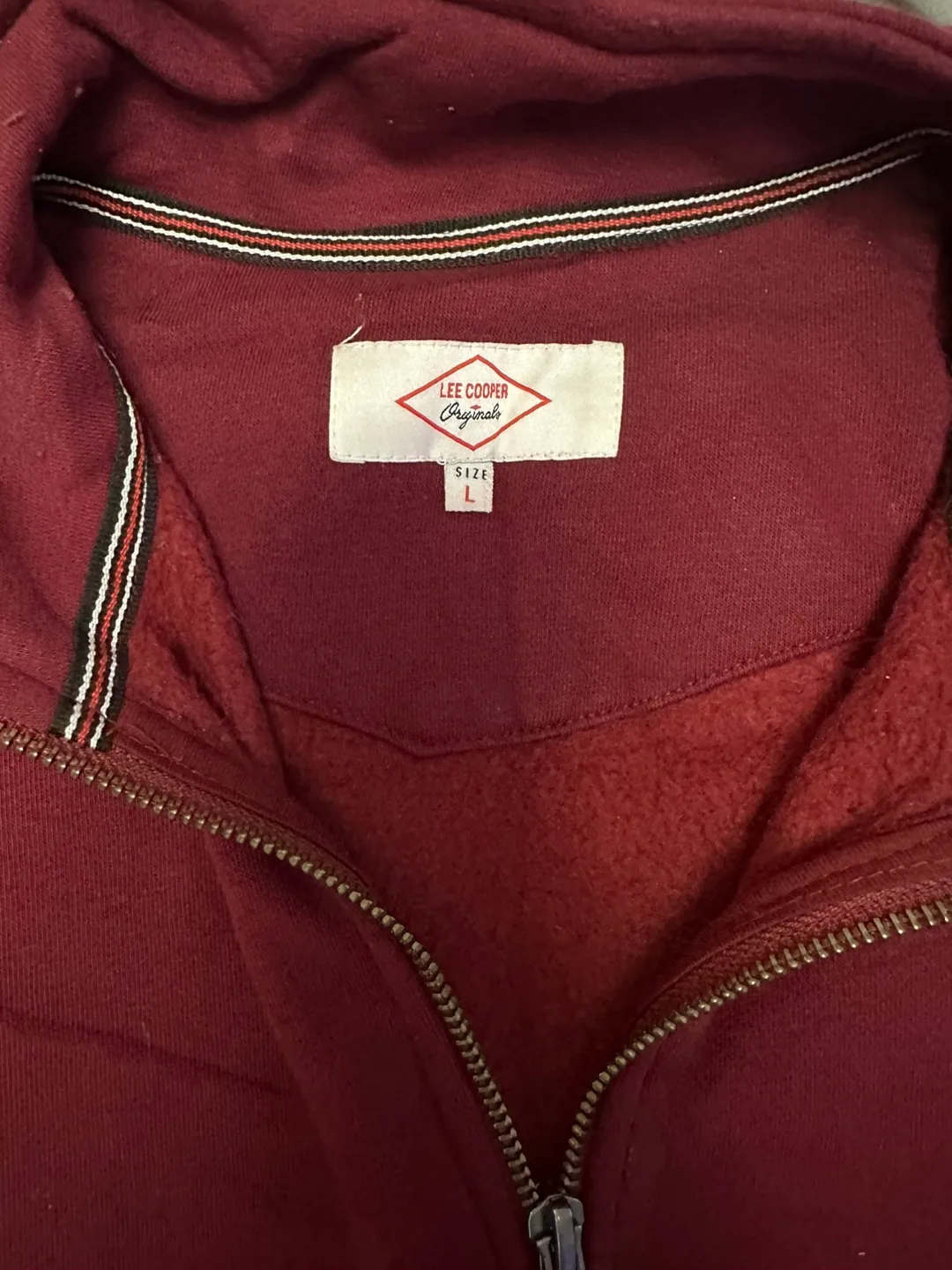 Lee Cooper Originals Men's  Maroon 1/4 Zip Sweatshirt image indicator(2)