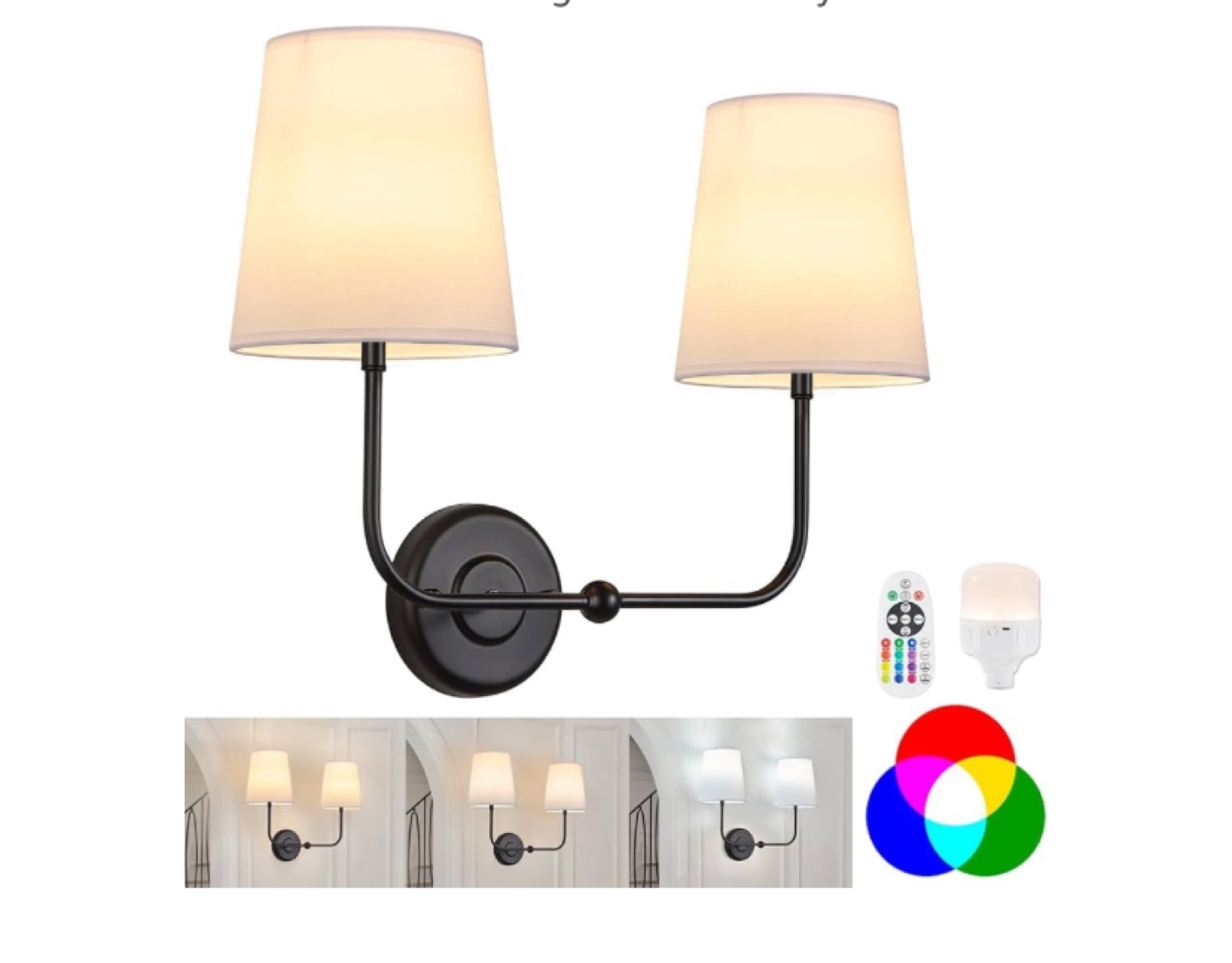 Rechargeable Wireless Wall Sconces with Remote