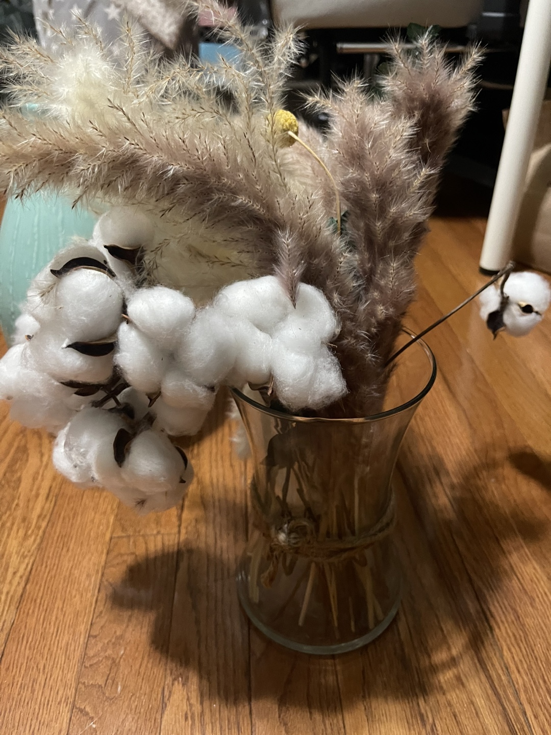 Dried Floral Arrangement in Glass Vase