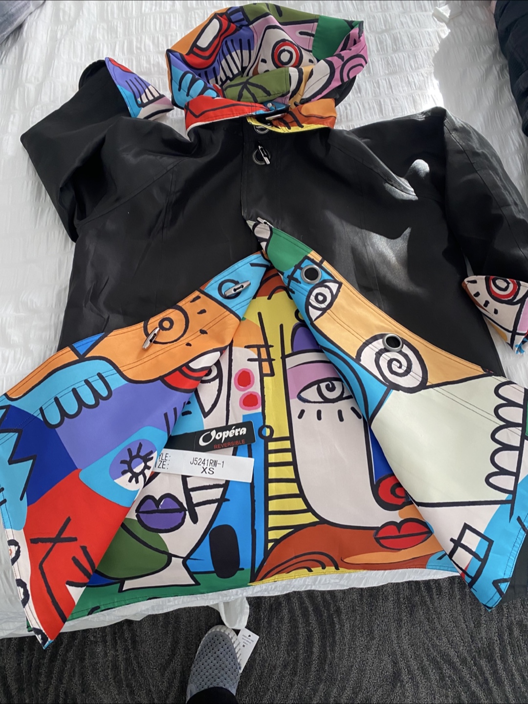 Women's small Abstract Art Print Hooded Jacket - photo 2