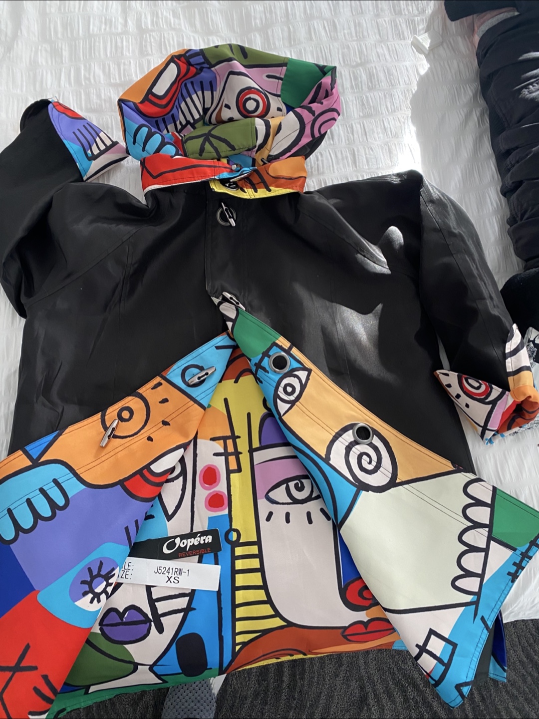 Women's small Abstract Art Print Hooded Jacket