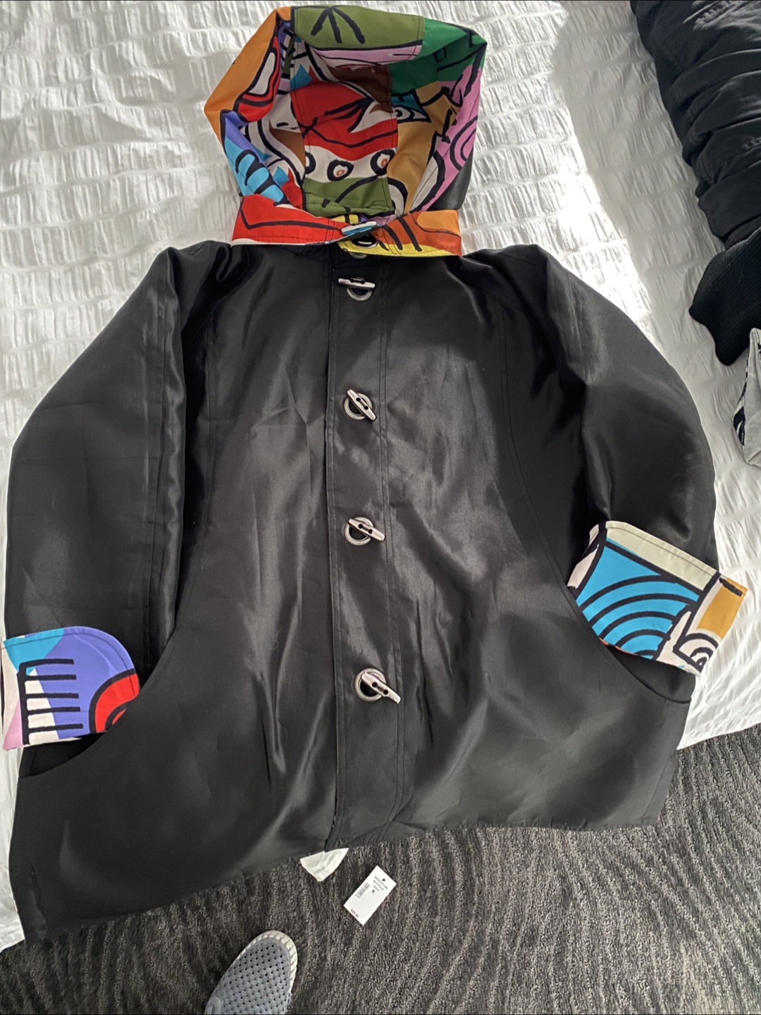 Women's small Abstract Art Print Hooded Jacket - photo 5