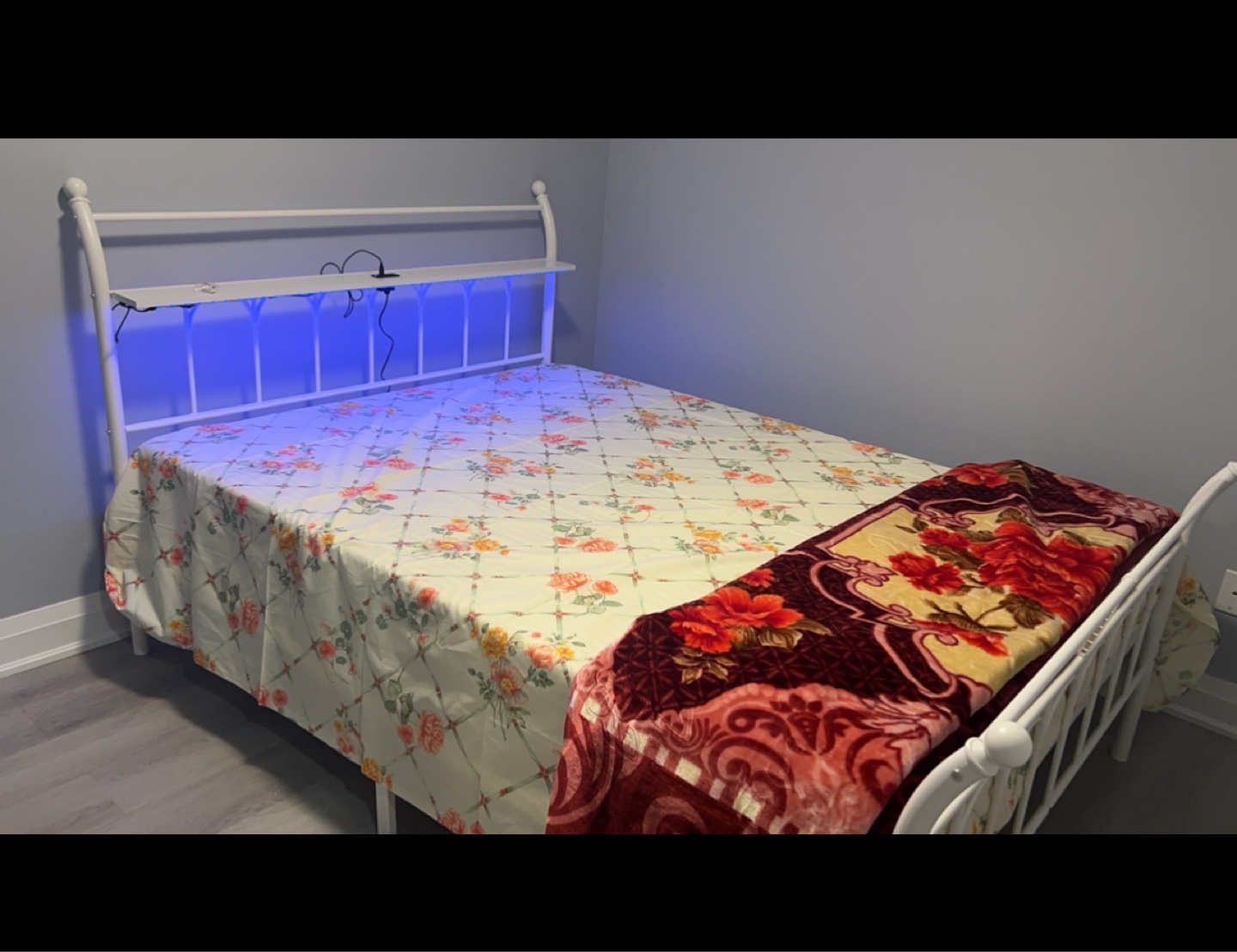 White Metal Double Bed Frame