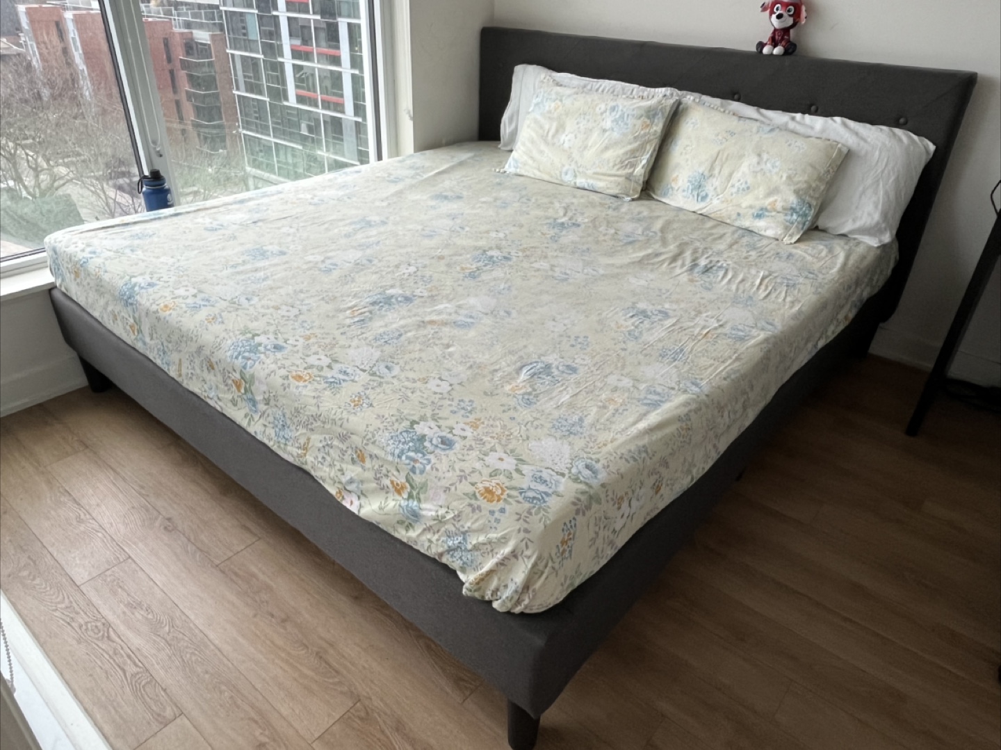 King Size Platform Bed Frame & Matress - Grey