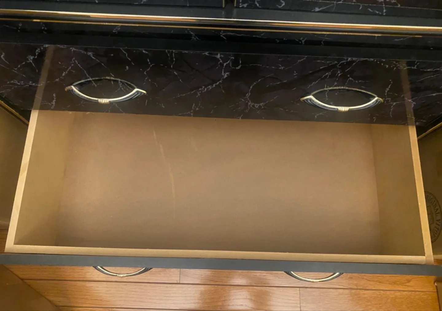 Black and Gold Armoire with Two Drawers (Wardrobe) image indicator(4)