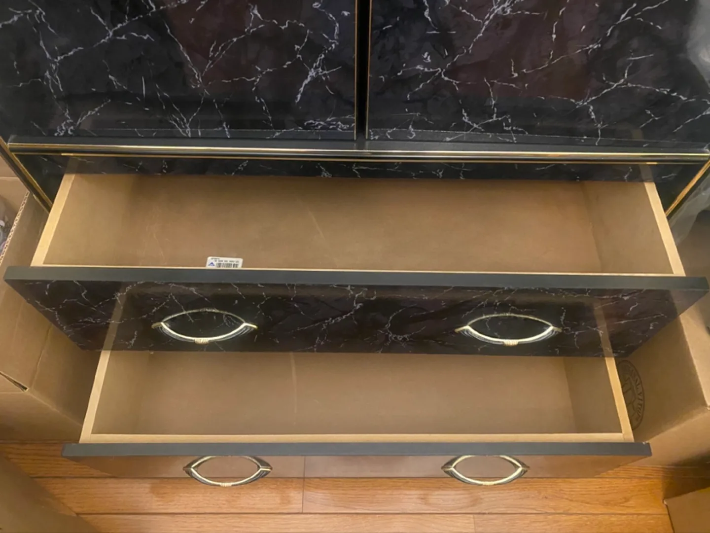 Black and Gold Armoire with Two Drawers (Wardrobe) image indicator(5)