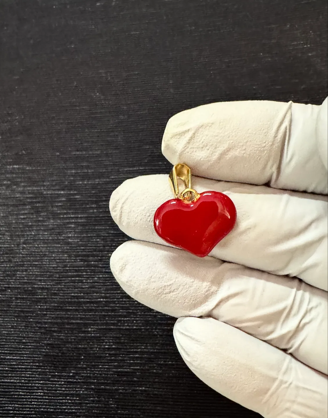 RED Enameled Heart Pendant Charm Gold Tone NEW!! image indicator(3)