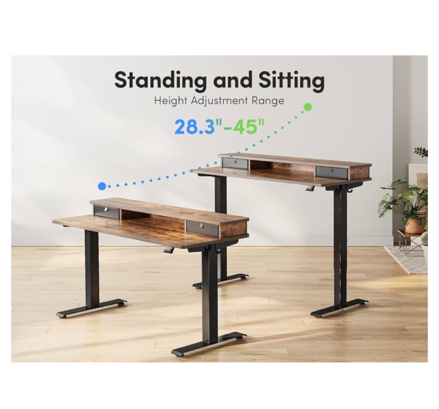 FEZIBO Electric Standing Desk - 48x24 Rustic Brown - photo 4