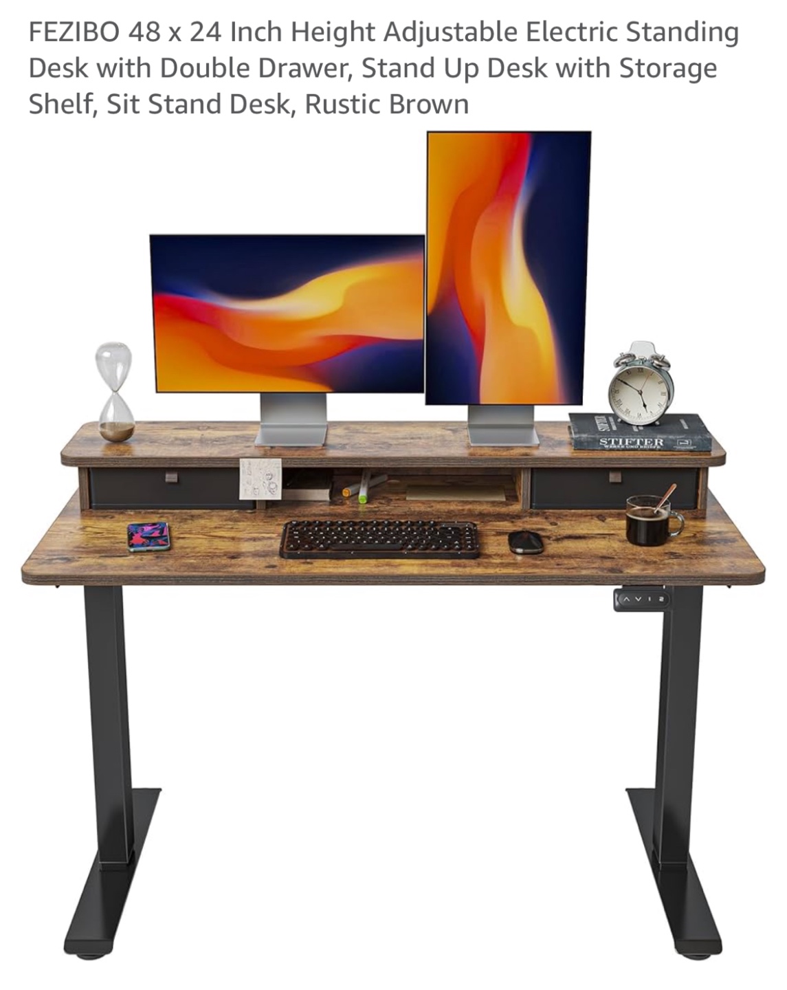 FEZIBO Electric Standing Desk - 48x24 Rustic Brown