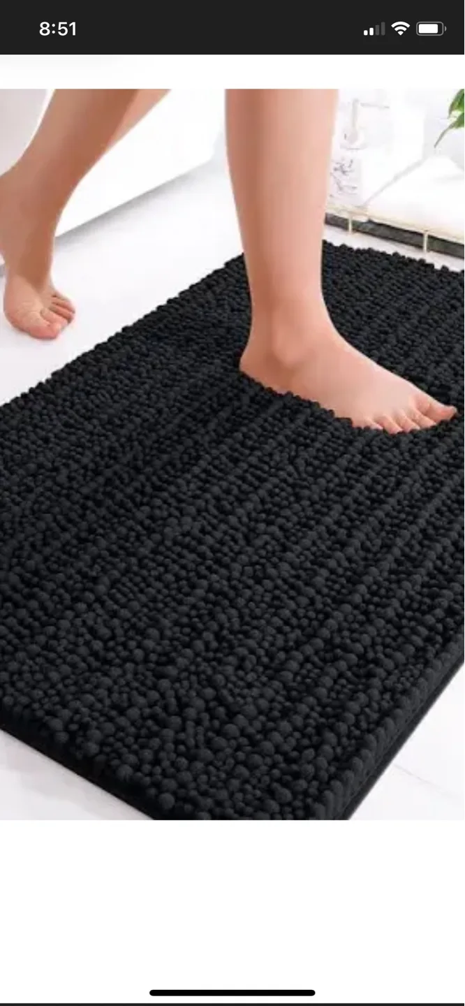 Brand new 2 pieces Black Bathroom Rug - Absorbent & Soft image indicator(2)