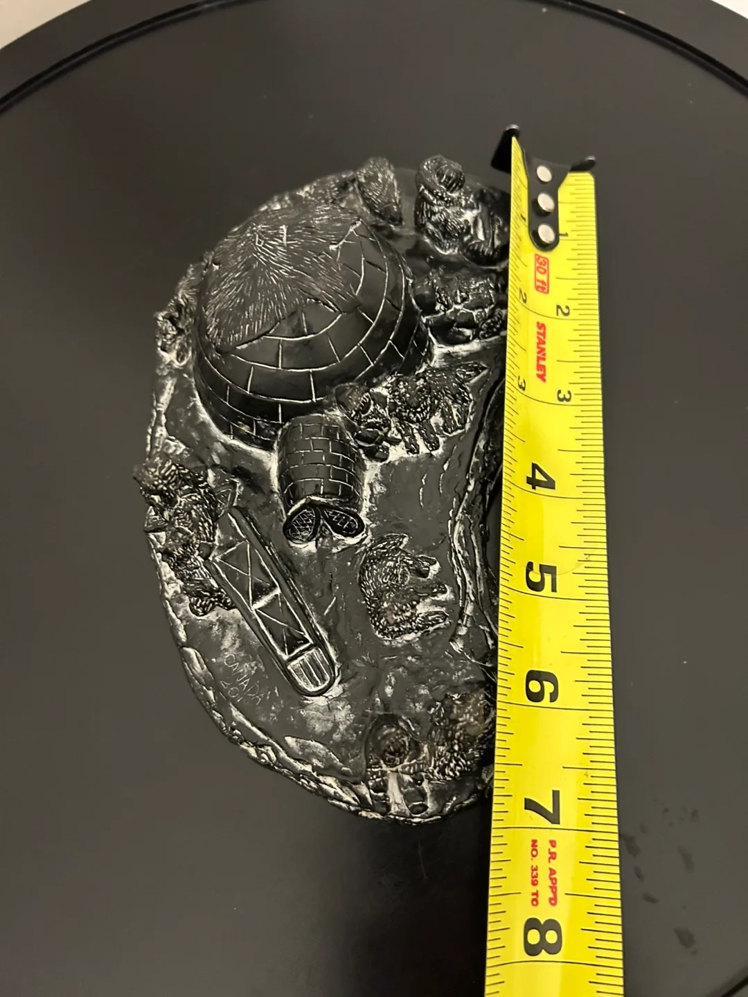 Vanstone Black Soapstone Carved Canada Igloo Eskimo Family 7” image indicator(10)