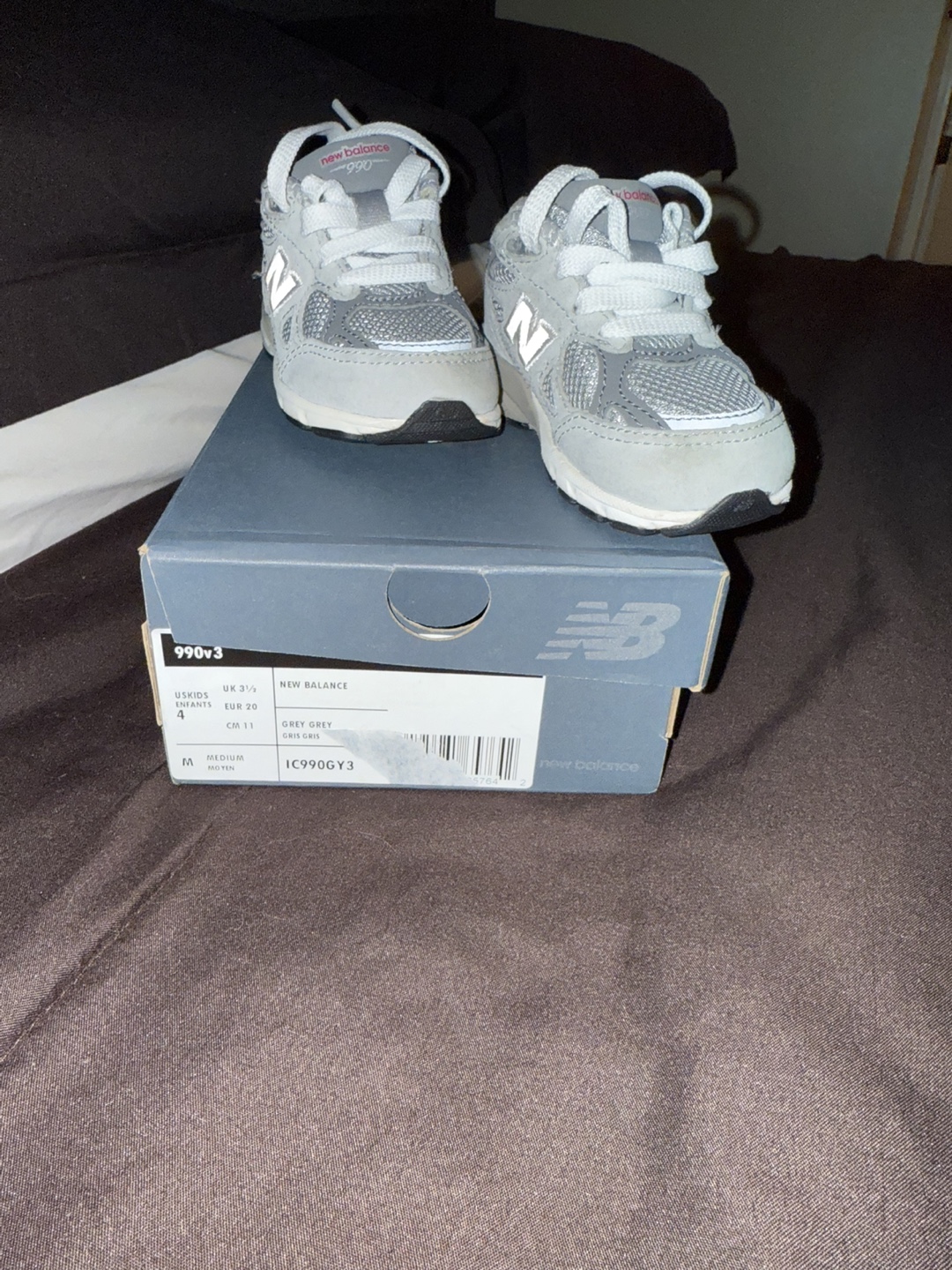 New Balance 990v3 Toddler Sneakers - Grey - Size 2 - photo 3