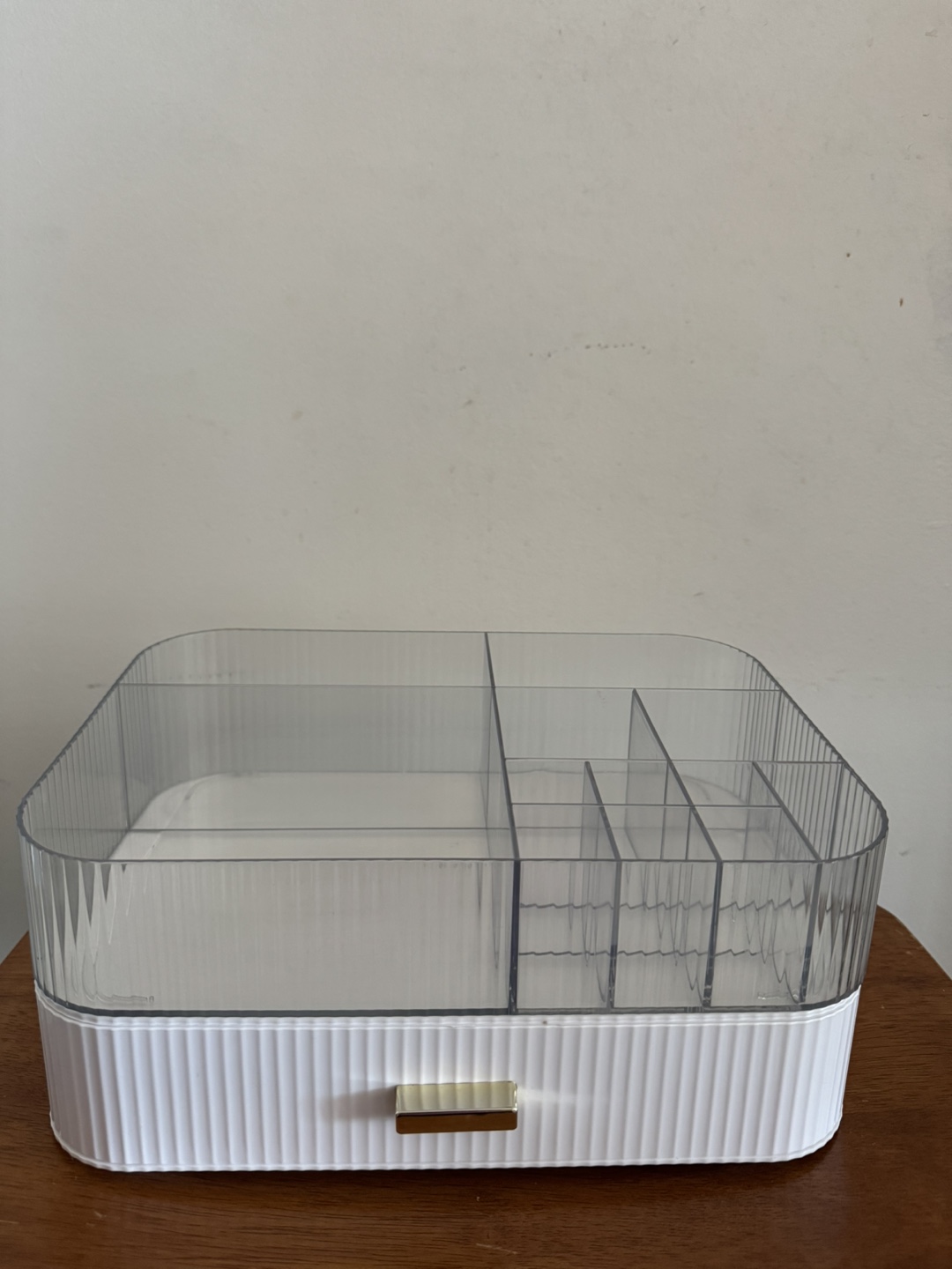 Clear and White Makeup Organizer with Drawer