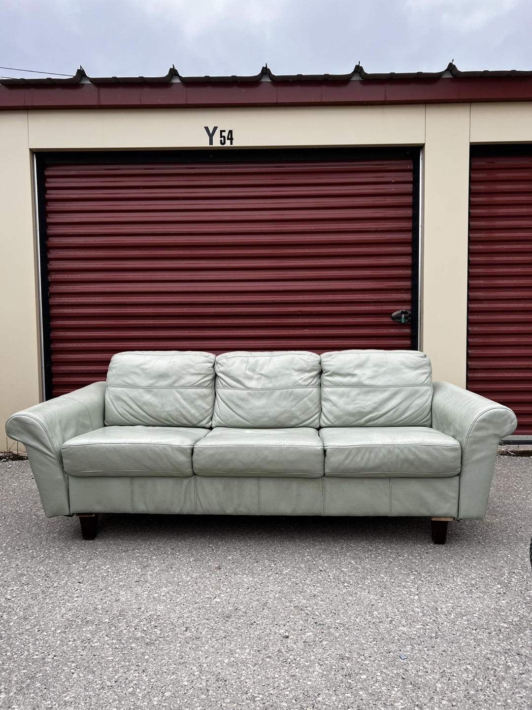 Sage Green Leather Sofa