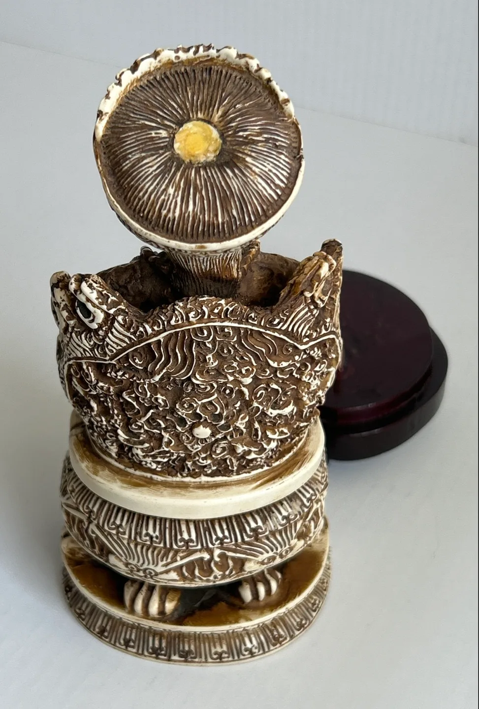 Vintage Hand-Carved Chinese Seated Emperor Figurine image indicator(3)