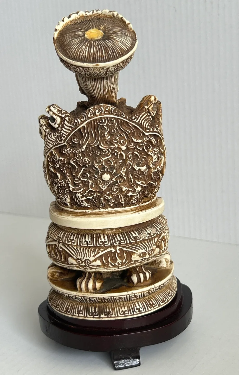 Vintage Hand-Carved Chinese Seated Emperor Figurine image indicator(4)