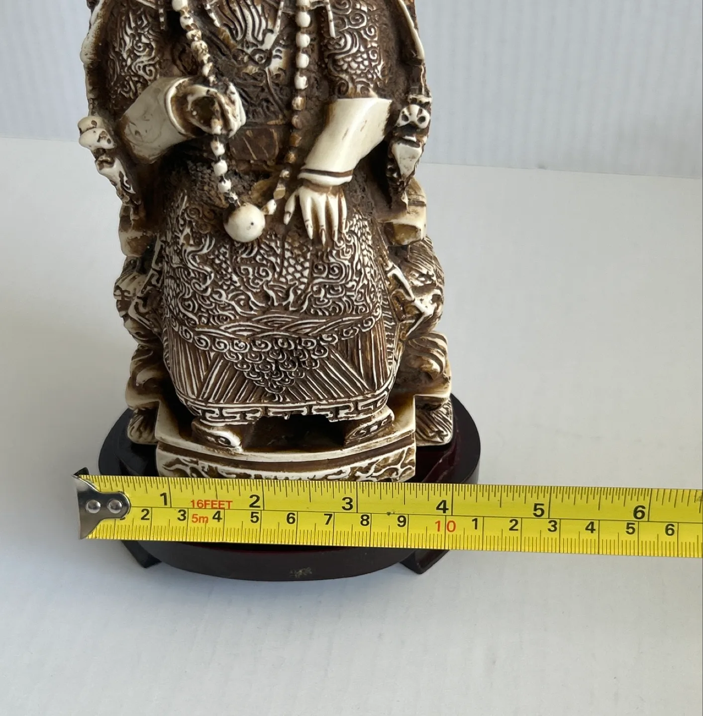 Vintage Hand-Carved Chinese Seated Emperor Figurine image indicator(6)