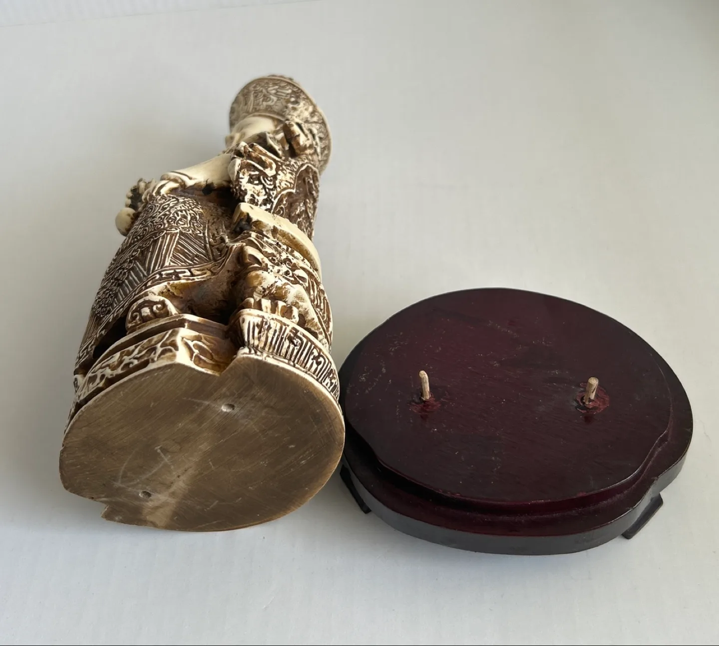 Vintage Hand-Carved Chinese Seated Emperor Figurine image indicator(7)