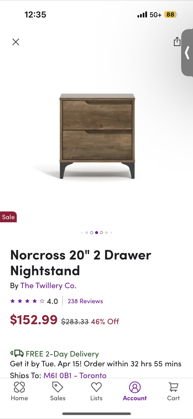 Two-Drawer Nightstand (set of 2)