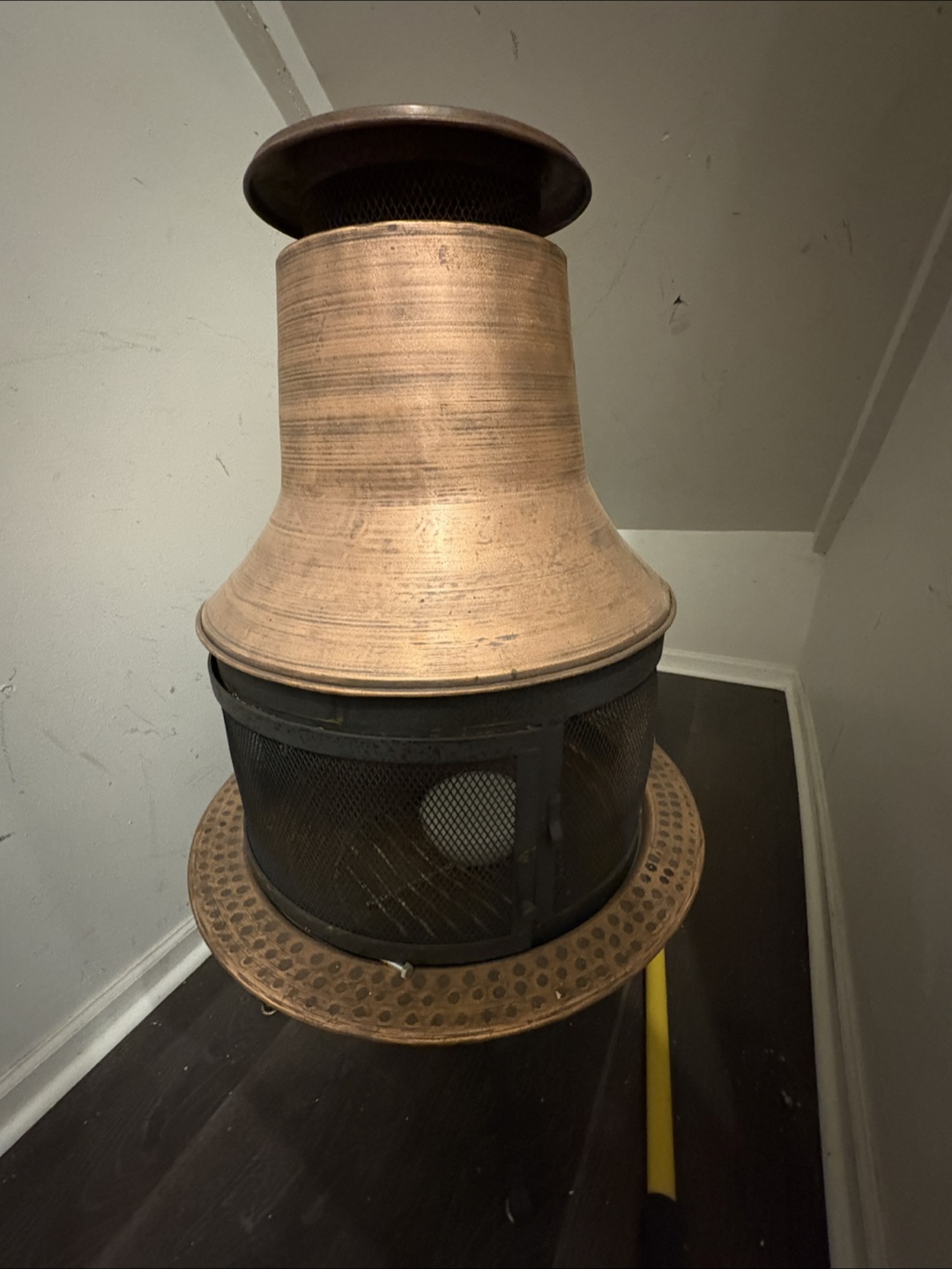 Vintage Copper and Black Outdoor Chiminea