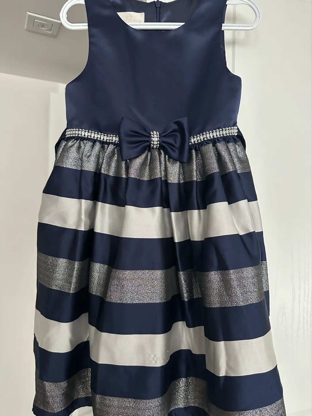 Adorable Girls' Sleeveless Striped Party Dress thumbnail
