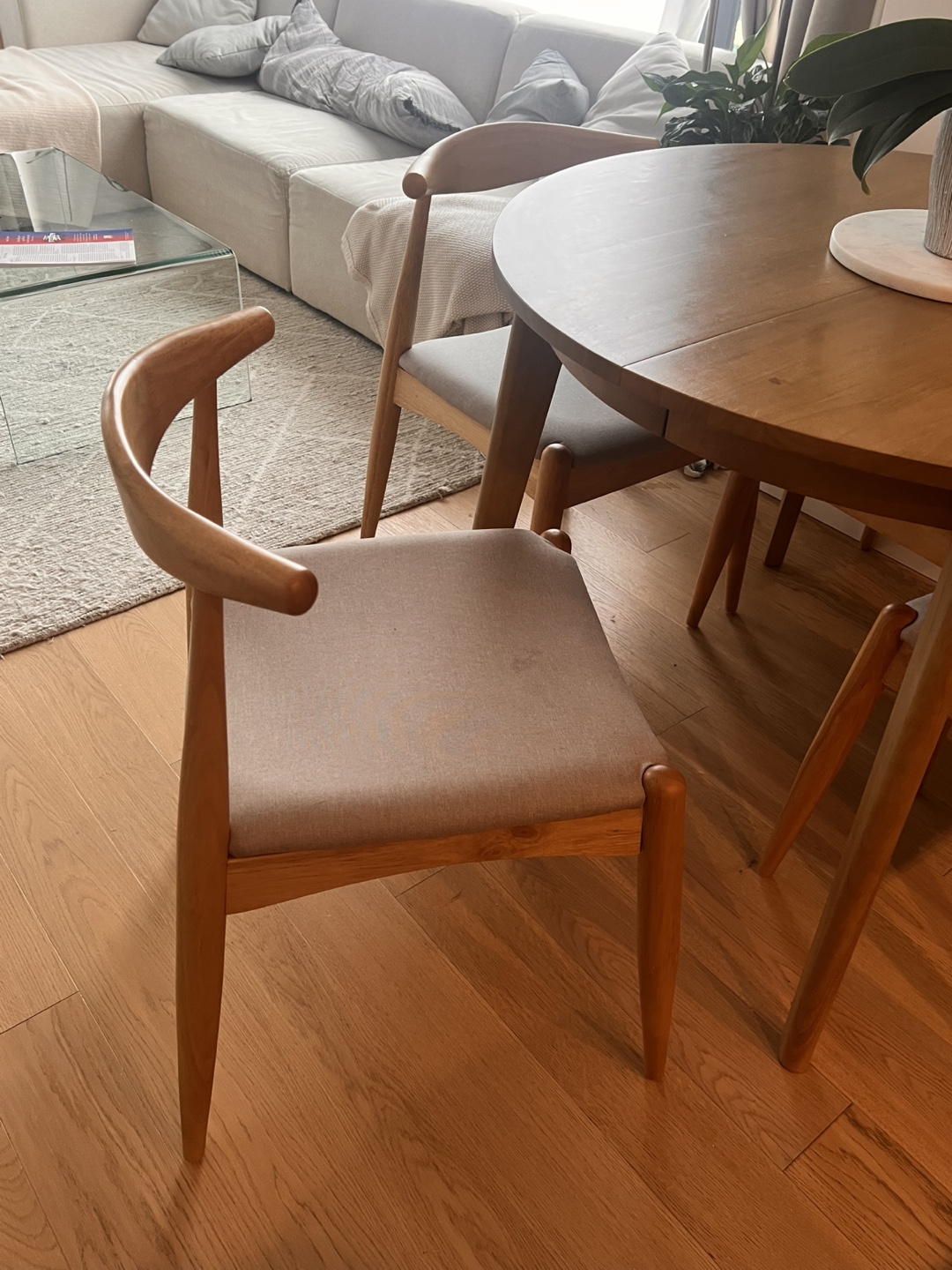 Round Wooden Dining Table with Four Chairs - photo 2
