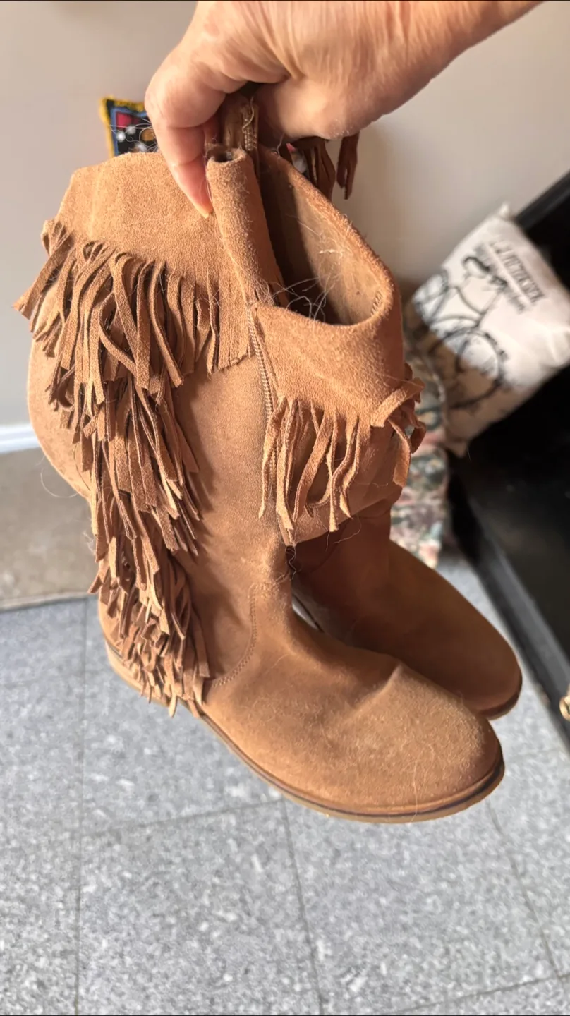 Brown Suede Fringe Boots. ❤️ image indicator(2)